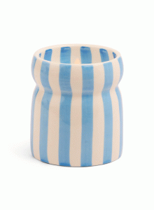 CAB0704EU Cabana 184g Blue Striped Ceramic Candle - Lost at Sea